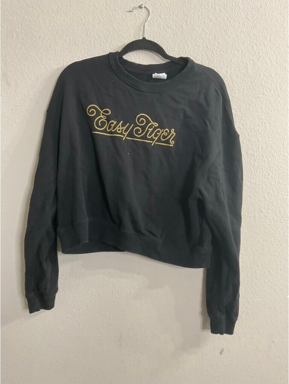 Black/Grey Easy Tiger cropped sweatshirt black size XLG